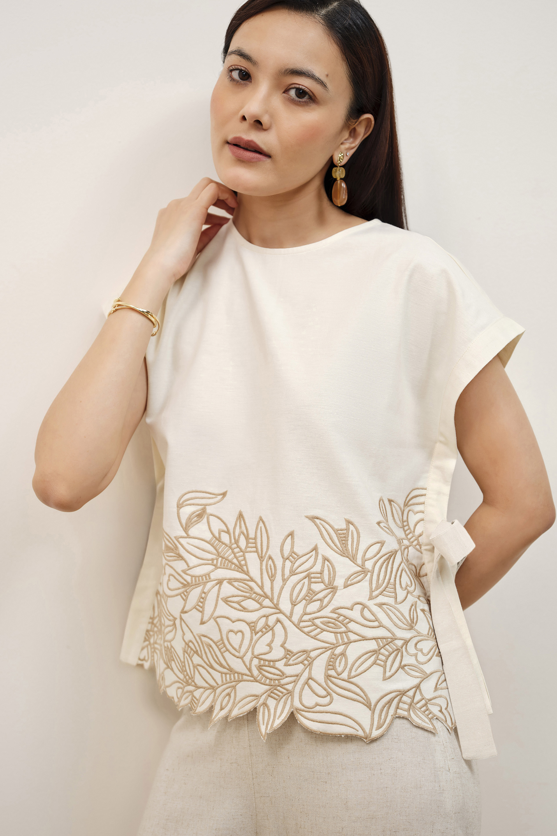 White Cutwork Boxy Top